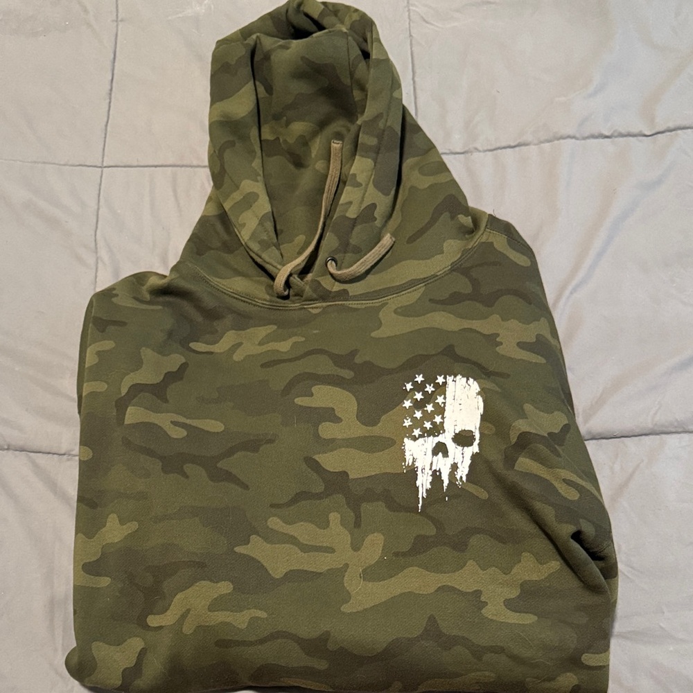 Camo Hoodie with Skull Design